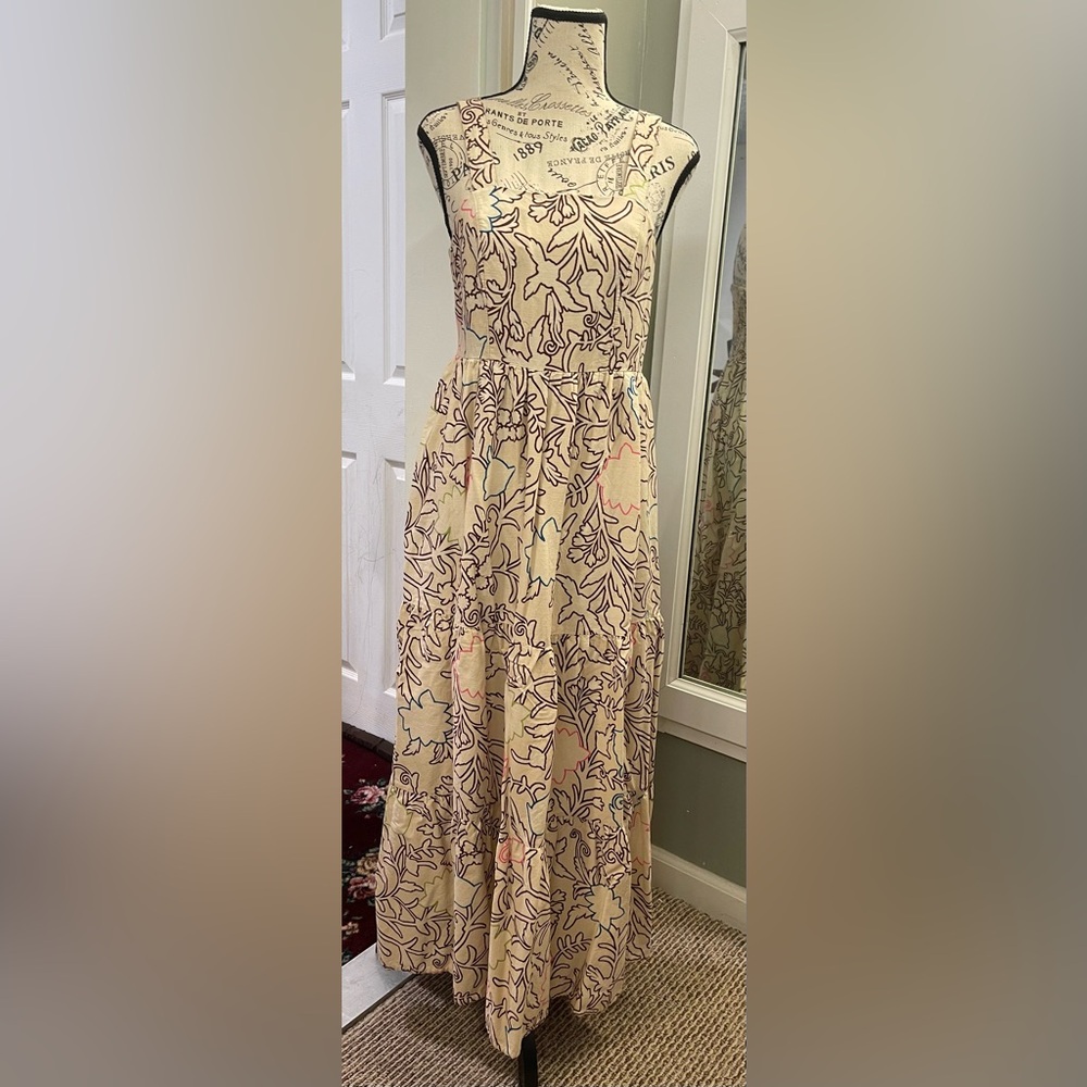 Knox Rose Brown and Black Tiered A-Line Maxi dress
